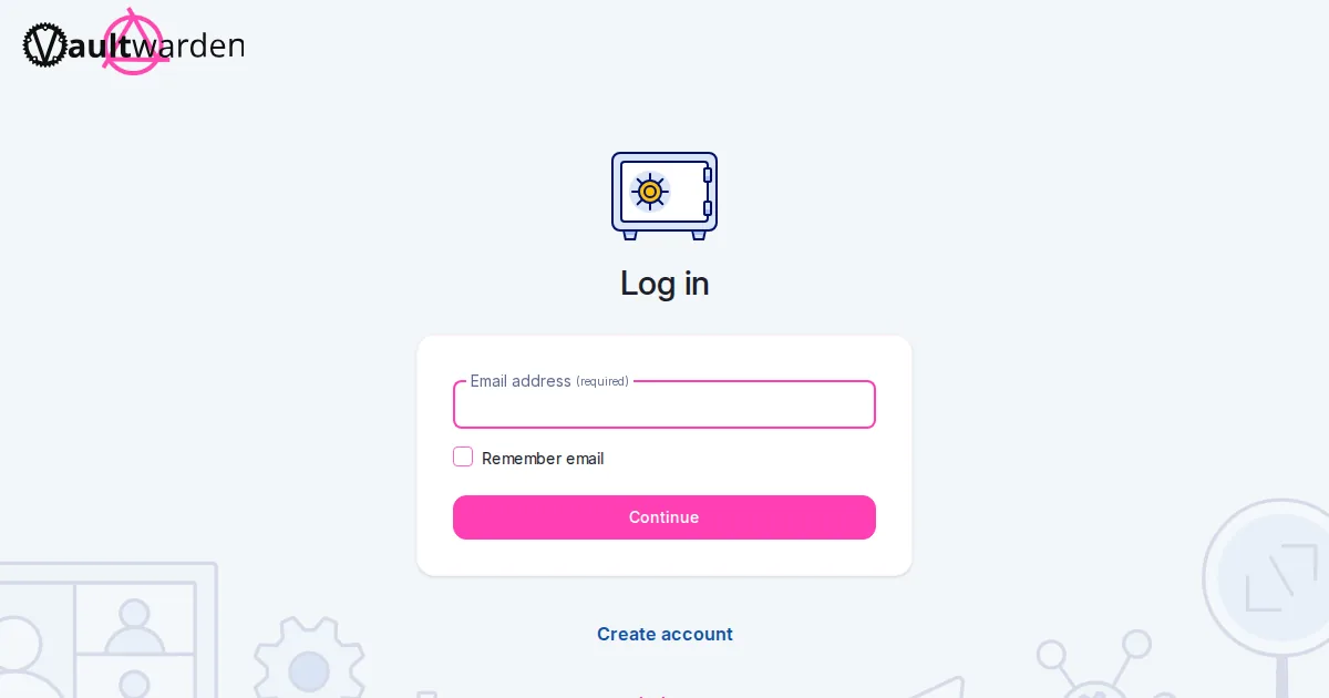 Vaultwarden secure vault sign-in page